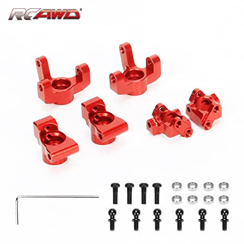 RCAWD Front Spindle Steering Hub Carrier& Caster Block, Front Camber Block C Hub& Rear Hub Carrier for 1/18 Losi Mini-T 2.0,1/16 Losi Mini-B Upgrades Parts #LOS214006, #LOS311005, #LOS214005 Red