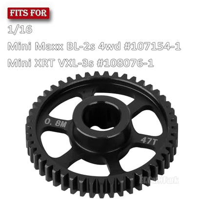 Steel 47T 0.8Mod Main Gear Upgrades Part for 1/16 Mini Maxx 4WD RTR Brushless Monster Truck Mini XRT,RC Spur Gear 0.8 Module 47 Tooth for 1/16 Mini Maxx BL-2s/Mini XRT VXL-3s,Replace 10761