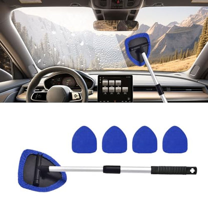 Car Wash Brush with Long Handle, Windshield Cleaning Tool, Car Washing Mop Kit Mitt Sponge Car Cleaning Supplies Kit, Microfiber Towel Gloves Universal for Cars RV SUV Truck Office (Blue) - color: Blue