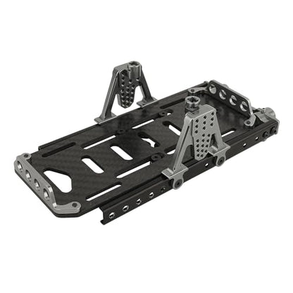 Metal Chassis Frame Kit Extended Rails with Shock Towers Battery Mount Bumper Mount Chassis Brace 4x4 Upgrade to SCX10 6x6 for 1/10 RC Crawler Axial SCX10 Modified Part (Titanium) - color: Titanium