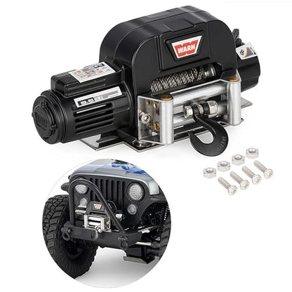 AMK RC Winch, 1/10 Metal Winch Kit with Controller, RC Crawler Accessory for TRX4 TRX6 Axial SCX10 D90 CC01 TF2 Wrangler 90046 90047 D110 (Black) - color: Black