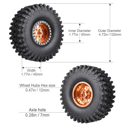 HobbyPark 120mm / 4.72inch 1.9 Crawler Tires and 1.9 Beadlock Wheels Set Foam Inserts for Axial SCX10 II III Traxxas TRX-4 Redcat Gen8 Gen7 Upgrades Replacement Parts (4-Pack) (Orange&Black) - color: Orange&black