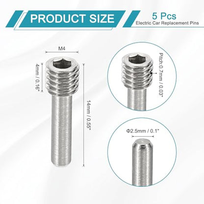MECCANIXITY 5 Pack Driveshaft Screw Pins, M4x14x4mm Universal Stainless Steel Drive Shaft Screw Pins, RC Car Repair Parts for Electric Car/Truck Replacement - size: M4x14x4mm
