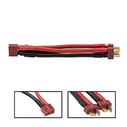 ShareGoo 12AWG 10cm T Plug Serial Series Connector & T Plug Parallel Y-Harness Adapter Silicone Wire for RC Multicopter Quadcopter Car
