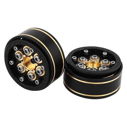 1.0 Plus Brass Beadlock Wheel Rims 4PCS Wheels for All 1/24 Scale FCX24 Axial SCX24 Deadbolt C10 Gladiator 1/18 TRX4M RC Crawler Car Upgrades Parts (6 Round Shape) - style: 6 round shape