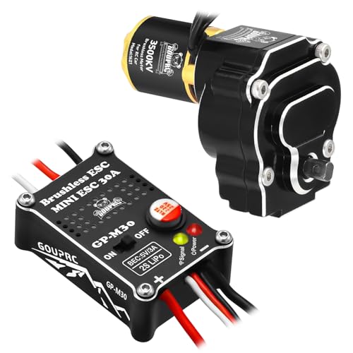 GOUPRC Upgarde 30A Brushless Esc & 1621 3500KV Brushless Outrunner Motor with Transmission for Redcat Ascent 18 1/18 RC Crawler Upgrade - style: For Redcat Black