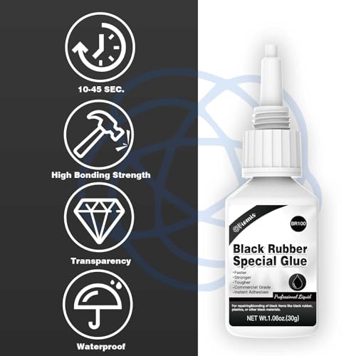 30g Black Rubber Adhesive for Tire Repair, Edge Bonding, DIY Crafts | Quick-Dry, High-Strength Patch Glue for Durable RC Tire and Super Rubber Bonding - size: Black Rubber Adhesive