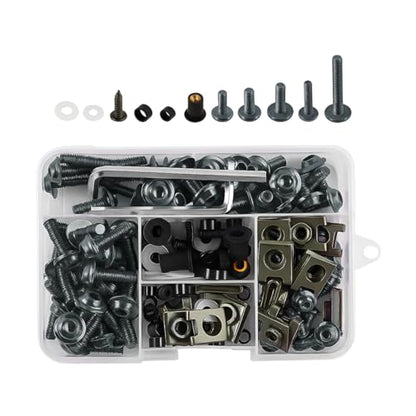 195PCS M5 M6 Motorcycle Fairing Bolt Kits, Stainless Steel Windshield Fairing Screws Fastener, Motorbike Windscreen Bolts Nut Clips Kit, Universal for Dirt Bike Scooters Motocross (Titanium) - color: Titanium