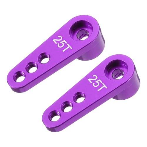 MECCANIXITY Aluminum Alloy 25T Steering Servo Single Arm Horn Purple for DIY RC Car/Boat/Airplane Boat Accessories 2 Pcs - color: Purple