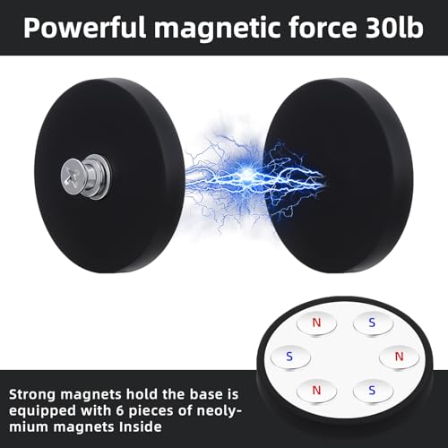 10Pcs Rubber Coated Anti-Scratch Mounting Magnets, 30LBS Neodymium Magnet Base with M5 Threaded Studs，Strong Magnets Hold The Base for Light Bar Mirror Camera Tool （10 Pack,1.69 Inch）