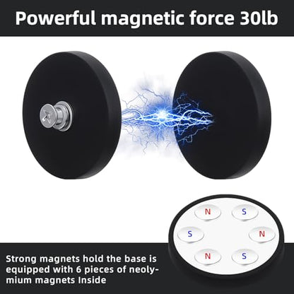 10Pcs Rubber Coated Anti-Scratch Mounting Magnets, 30LBS Neodymium Magnet Base with M5 Threaded Studs，Strong Magnets Hold The Base for Light Bar Mirror Camera Tool （10 Pack,1.69 Inch）