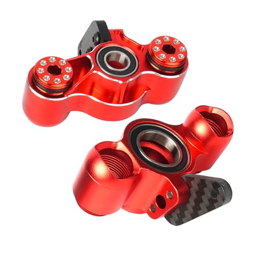 Aluminum Front Steering Blocks & Hub Rear Stub Axle Carriers for ARRMA 6S | 1/7 Mojave Infraction FIRETEAM Felony Limitless 1/8 TYHPON Steering Knuckles Hop Ups,Upgrade AR330187 AR330193 - color: Red, size: Front & Rear Set(Thin)