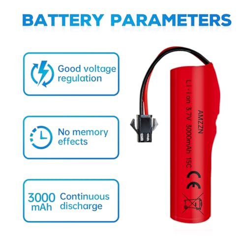5PCS 3.7V 3000mAh Li-ion Batteries with SM-2P Plug and 5-in-1 Charger for DE42 DE44 DE45 DE68 RC Car,Drifting Car Truck Toy Off-Road Racing Car Battery