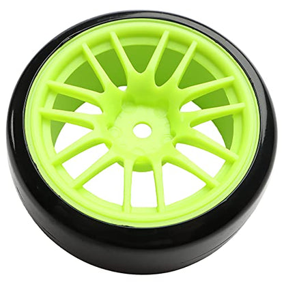 4PCS 12mm Hub Wheels,1:10 63mm Hard Plastic RC Drift Cars On Road Touring Racing Bald Tires for Traxxas HSP Tamiya HPI Kyosho On-Road Drifting Car Trucks(Green) - color: Green