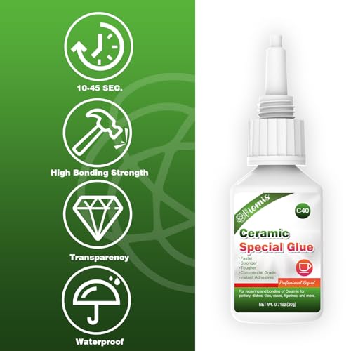 20g Ceramic Glue, Instant Ceramic Super Glue for Porcelain & Pottery | Fast Drying | Heat Resistant | Waterproof Strong Adhesive for Bonding Ceramic, Dishes, Tiles, DIY Crafts - size: 20g Ceramic Glue