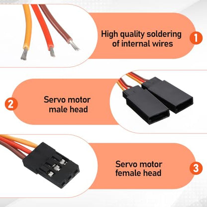 6 Pcs Servo Y Splitter Cable, 1 Male to 2 Female Y Harness Leads, Style Extension Wire for RC Car Airplane Helicopter Drone Boat (7.2cm/2.8in)