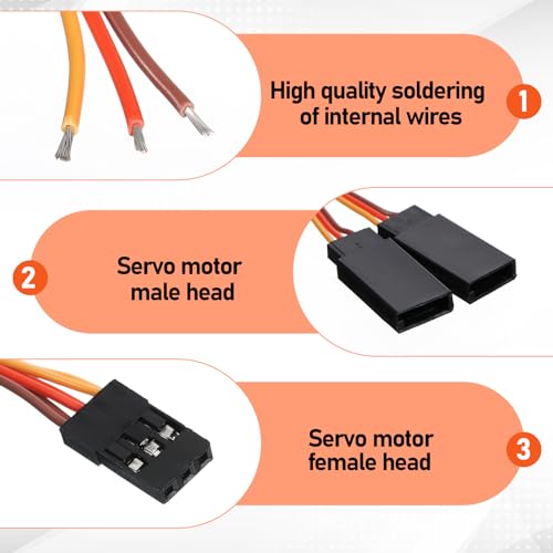 6 Pcs Servo Y Splitter Cable, 1 Male to 2 Female Y Harness Leads, Style Extension Wire for RC Car Airplane Helicopter Drone Boat (7.2cm/2.8in)