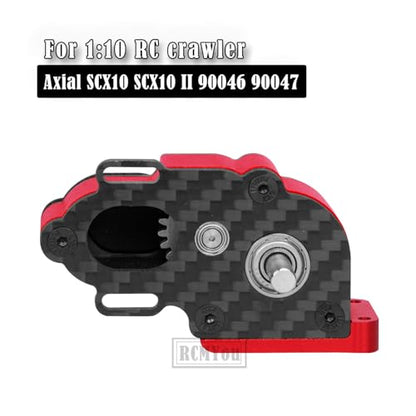 Aluminum LCG Transmission Gearboxes Upgrades Part for SCX10 SCX10 II 90046 90047,RC Crawler Car Alloy Transmission Gearbox Hop Ups,Red - color: Red - Scx10