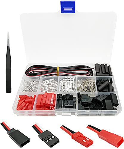 44sets Servo Plug Male Female Connector Crimp Pin Cable for Hitec Spektrum | Compatible JST SYP Futaba,Servo Expansion DIY Applications,Servo Connector Repair,High Conductivity, Low Resistance - size: 44 Sets