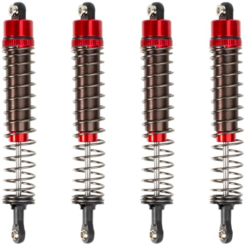 1/10 RC Crawler Shocks 110mm Aluminum Oil Filled Absorbers Adjustable Damper Set for Axial SCX10 TRX-4 TRX-6 D90 Tamiya Bullhead Super ClodBuster Truck Car Upgrades Parts (Red) - color: Red