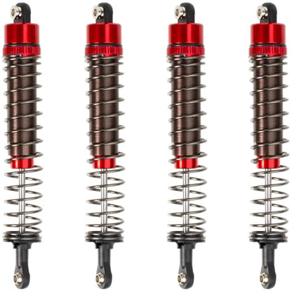 1/10 RC Crawler Shocks 110mm Aluminum Oil Filled Absorbers Adjustable Damper Set for Axial SCX10 TRX-4 TRX-6 D90 Tamiya Bullhead Super ClodBuster Truck Car Upgrades Parts (Red) - color: Red