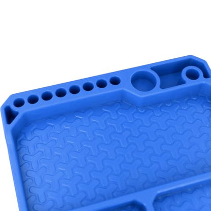 OGRC Silicone Tool Tray, Parts Organizer RC Screw Storage Plate Holder Mat | 160×160mm, with Detachable Magnetic Mats, Blue - color: Blue