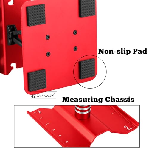 2-Pack RC Work Stand Bundle for 1/18 1/24 1/30 1/32 TRX4M K10 SCX24 FCX24 K5 AX24 SCX30 Ascent-32, 360° Rotating Display Stand & Height Adjustable Lift Table w/ 4 Pcs Jack Stands,Red w/Red - color: Red(1set)