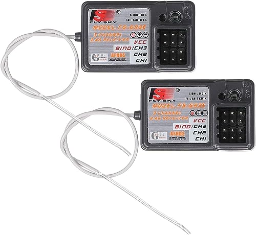 Globact Flysky FS-GR3E AFHDS Long Range 2.4G 3CH Receiver for FS-GT2 FS-GT2B FS-GT3B FS-GT3C FZ-IT4S Transmitter RC Car Boat (2 Pcs) | AFHDS Long Range 2.4G 3CH Receiver Surface Receiver Fits RC Car RC Boat - size: 2 Pcs