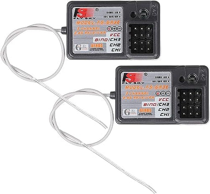 Globact Flysky FS-GR3E AFHDS Long Range 2.4G 3CH Receiver for FS-GT2 FS-GT2B FS-GT3B FS-GT3C FZ-IT4S Transmitter RC Car Boat (2 Pcs) | AFHDS Long Range 2.4G 3CH Receiver Surface Receiver Fits RC Car RC Boat - size: 2 Pcs