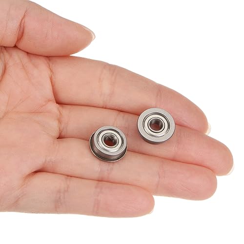 uxcell F604ZZ Flanged Ball Bearing 4x12x4mm Double Shielded Chrome Steel Flange Bearings, 4pcs - size: 4x12x4mm
