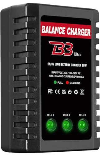 2S-3S LiPo Battery Charger, RC Balance Charger AC 7.4-11.1V Upgrade Version Compact RC Car Charger for XHR Plug Battery