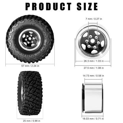 1.0 Beadlock Wheel Soft Tire Set RC Upgrade Part for Traxxas 1/18 TRX4M 1/24 RC Crawlers car Axial SCX24 FMS FCX24 Gladiator Bronco C10 JLU Deadbolt B17 Upgrade.(4Pcs/Set) - color: Black