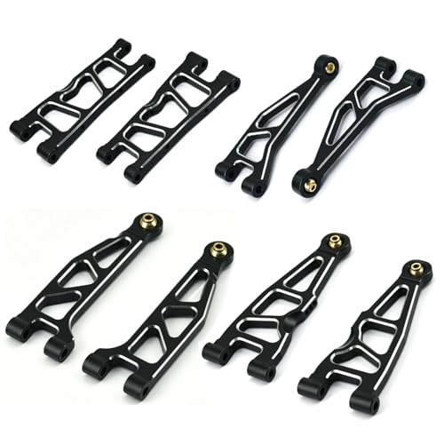 Aluminum Upgrade Parts Set for ARRMA 1/16 Mini Kraton 3S, Front/Rear Upper/Lower Arm, Gearbox Cover, Wing, Steering Link (Black Front/Rear Upper/Lower Arm Set) - color: Black Front/Rear Upper/Lower Arm Set