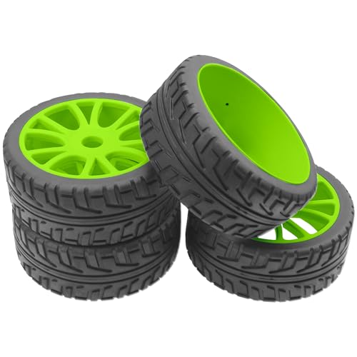 ShareGoo 1/8 RC Buggy Off Road Tires and Wheels Rim 17mm Drive Hex Compatible with Arrma Typhon Kyosho Losi VRX Redcat Tamiya HPI 1/8 RC Off Road Buggy (Green) - color: Green