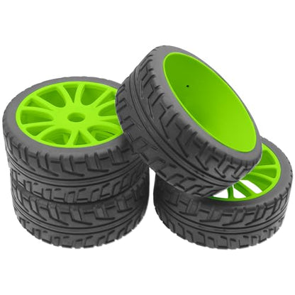 ShareGoo 1/8 RC Buggy Off Road Tires and Wheels Rim 17mm Drive Hex Compatible with Arrma Typhon Kyosho Losi VRX Redcat Tamiya HPI 1/8 RC Off Road Buggy (Green) - color: Green