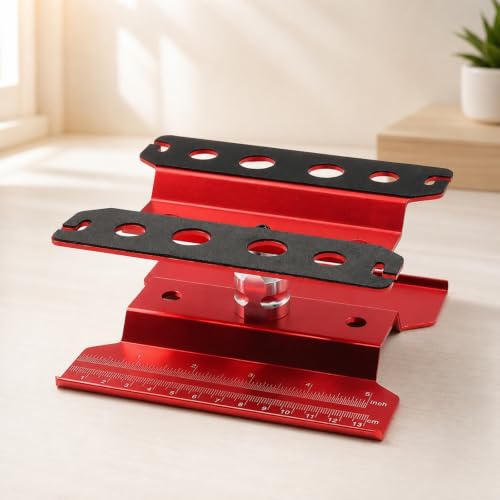 1:10 1:8 RC Car Repair Stand with Ruler Adjustable RC Car Repair Stand Rotating Workstation for Workbench, Red, 135mm Height - color: Red