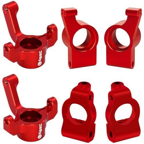 OGRC Aluminum Alloy Steering Knuckles, Caster Blocks C Hubs and Rear Hubs for 1/24 Losi Micro-B Buggy Upgrade Parts (Red) - color: Red