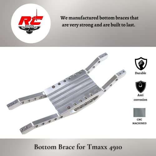 RC Car Aluminum Parts and Accessories for Tmaxx Classic 4910 2.5 or 1.5 Chassis Bottom Braces Machine Finished Also fits Original Emaxx Including Center Skid Plate- RC Car Upgrade Parts