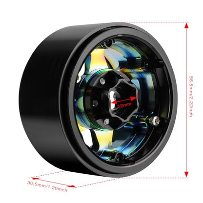 GLOBACT Rainbow 1.9 Beadlock Wheel Offset -10mm for 1/10 RC RC Crawler, A | Fits SCX10 TRX4 TRX6 Redcat Gen7 Gen7PRO Gen8 D90 VS4-10 - color: Neon Color-a