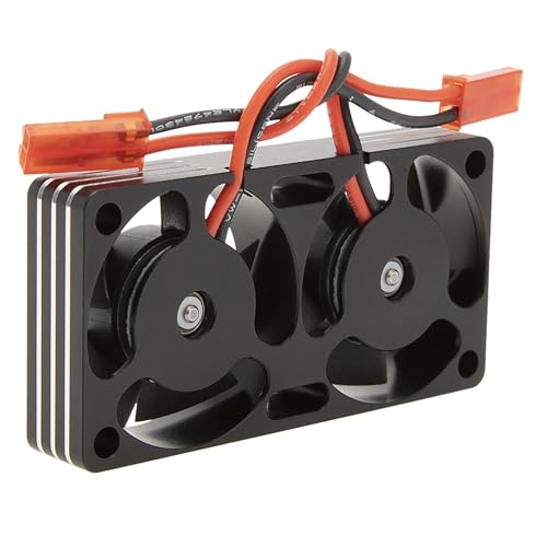 DKKY RC Motor Cooling Fan Heatsink 30mm Dual Fan for ARRMA Axial Traxxas 1/6 1/8 1/10 RC Crawler Car 3650 550 3660 4274 4068 4268 Motor (Black) - color: Black