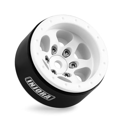 INJORA 1.0 Aluminium Beadlock Wheel for TRX4M 1/24 1/18 RC Crawler（White） - color: White