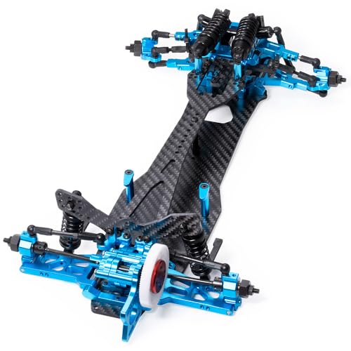 MORLORDY Aluminum & Carbon Fiber RC Chassis Frame Body Kit for 1/10 D5/ D5MINI+SR RC Drift Racing Car, with 4Pcs Wheels Tires Set & Shocks & Accessories (D5+SR) - style: D5+SR
