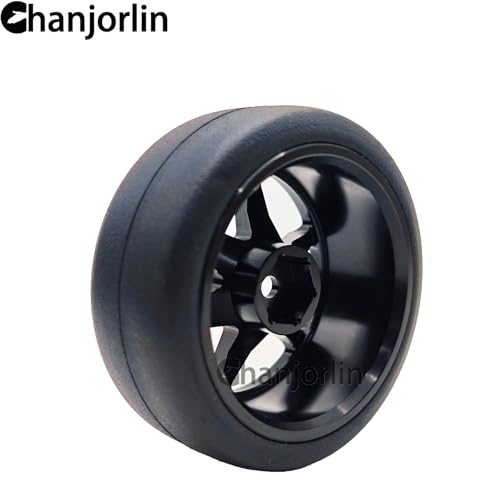 RC 1/10 Drift Tires & Aluminum Wheels 12mm Hex OD 65mm Hard Drift Racing Smooth Tyres for 1:10 1/12 Rally Street On Road Touring Car TT01 TT02 XV02 XV01 TA06 HPI KYOSHO PTG2 4PCS (Black) - color: Black