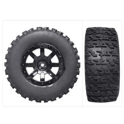 RC Wheel Set 4pcs Tires and Wheels Rims Pre-Glued SCT Tires for 1:10 RC Short Course Truck Slash 4x4 2WD VKAR 10SC HPI Losi SCT Redcat Blackout SC (Style A) - style: Style A