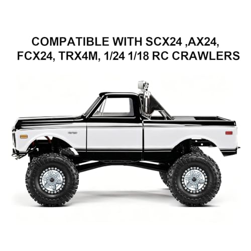 1.3" Beadlock Wheels and Tires 64mm (2.52in) for SCX24 TRX4M 1/18 1/24 RC Crawlers – Aluminum Rims, Rubber Tires with Foam Inserts, Easy-Install Upgrade Parts (Titanium) - color: Titanium 311