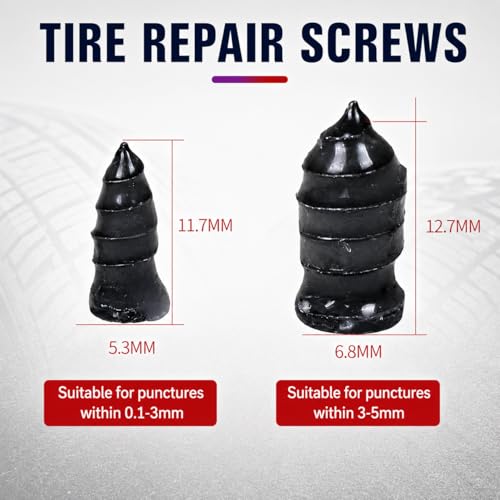 Tire Repair Kit, Tire Repair Screws 10 Pcs, Tire Repair Glue 10ml | Screw in Tire Plugs Kit, Fast Self-Service Tire Repair Rubber Nails Kit for Car, Motorcycle, Bike, Truck, Tractor, Garage - style: 10ml & 10 tire plugs