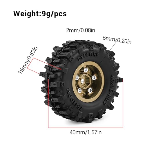 0.7" Aluminum Beadlock Wheels and Tires Set for 1/30 Axial SCX30 RC Crawler – Upgrade Parts (Bronze-296) - color: Bronze-296