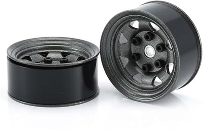 4PCS 1.55 inch Metal Beadlock Wheel Hub RC Car Aluminum Alloy Wheel Rim Compatible with 1/10 RC Crawler Car Model D90 TF2 Tamiya CC01 CC02 LC70 LC80 (Grey) - color: Grey