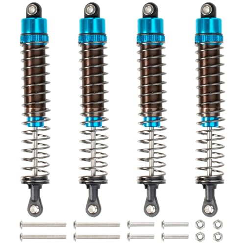 1/10 RC Crawler Shocks 110mm Aluminum Oil Filled Absorbers Adjustable Damper Set for Axial SCX10 TRX-4 TRX-6 D90 Tamiya Bullhead Super ClodBuster Truck Car Upgrades Parts (Blue) - color: Blue