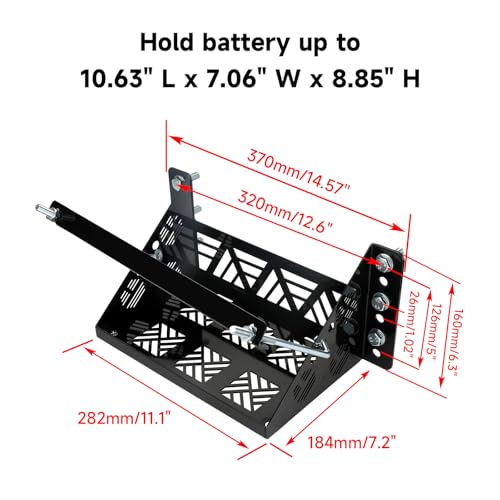 Universal Battery Box Mounting Tray Holder Bracket for RV Trailer | Heavy Duty, Bracket Relocation Kit, for Car Boat Truck, Stable, Durable Hold Down Mount for Outdoor Vehicles, Group 24 Tray